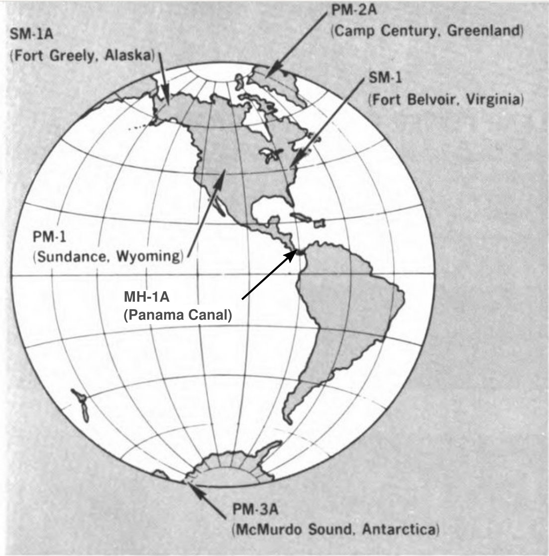 Map of Army nuclear reactors
