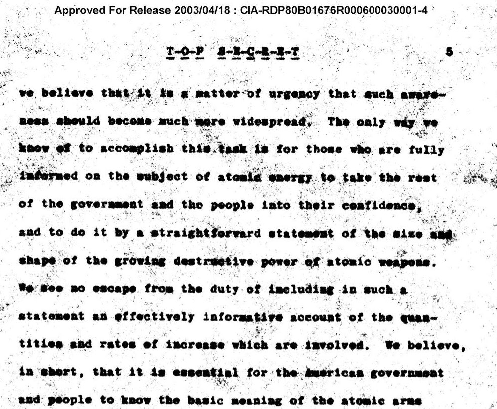 Excerpt from disarmament report suggesting to scare the hell out of Americans about nuclear war