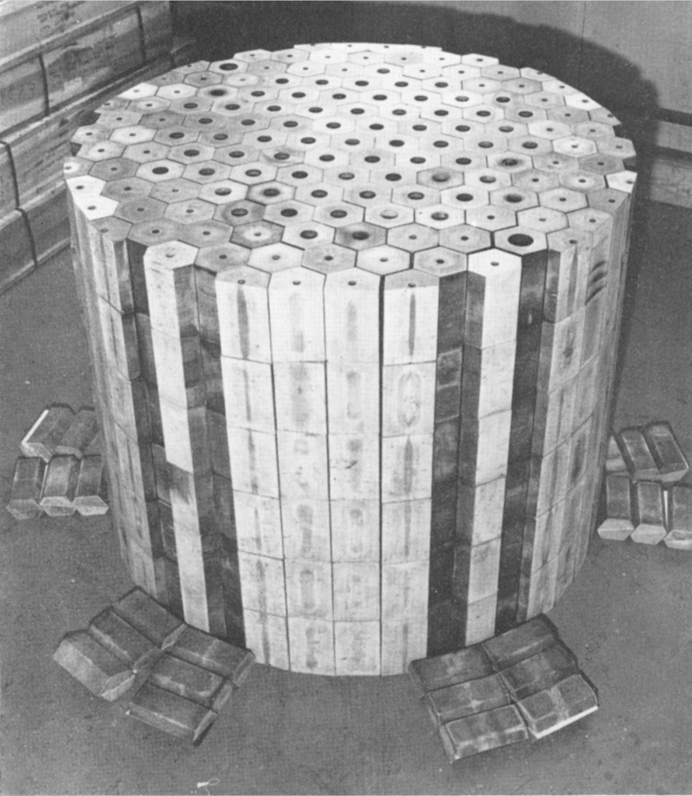 Stacked Beryllium oxide moderator blocks from the aircraft reactor
experiment