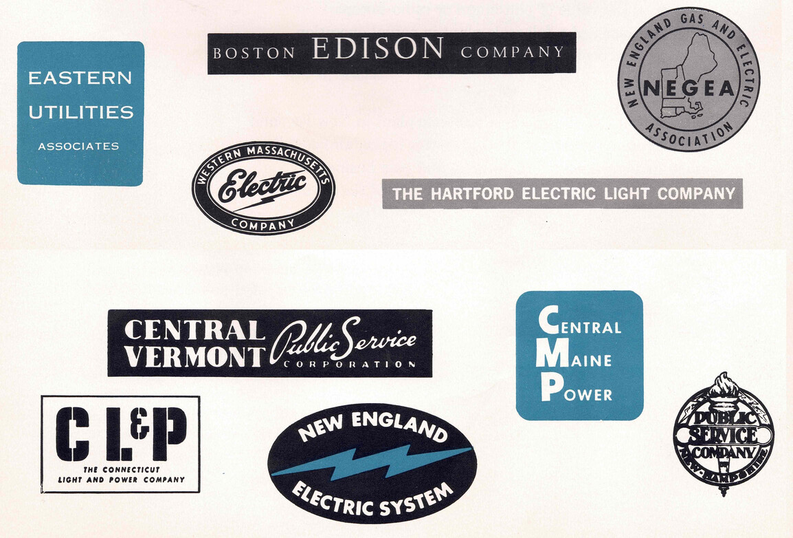 Logos of the 10 companies that collaborated to make Yankee Rowe reactor