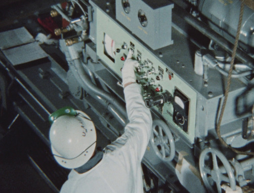 Guy running the fuel handling machine of the reactor